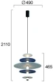 Lampa wisząca AZUL szary | niebieski | czarny Ø49cm. LED 16W 3000K