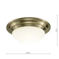 Łazienkowa lampa sufitowa Barclay antyczny mosiądz Ø38cm. E27 IP44