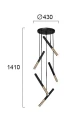 Lampa wisząca ściemnialna Ballet czarny | złoty Ø43cm. LED dim.
