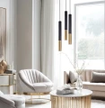 Lampa wisząca tuba Max czarny mat | złoty GU10