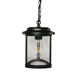 Tes czarna E27 IP23 Trójkątna zewnętrzna lampa wisząca