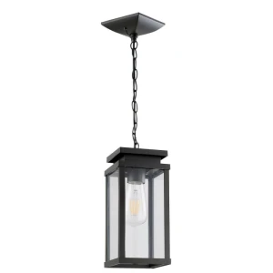 Ola czarna zewnętrzna lampa wisząca E27 IP23