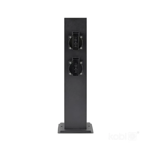Słupek ogrodowy z gniazdami elektrycznymi ZENVIO kwadrat czarny wys.40cm 4xgniazdo~230V IP44