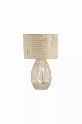 Lampa stołowa szkło - rattan Diane 1Lt szampański | beż E27