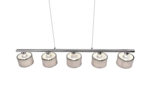 KAPRUN - Wisząca lampa nowoczesna 5xE14 - kolor srebrny i odcienie srebra