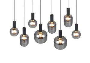 DIVA - Wisząca lampa nowoczesna 8xE27 - kolor czarny