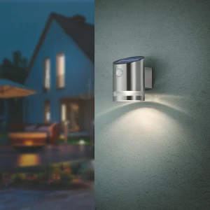 SALTA - CZUJNIK RUCHU - SOLAR IP44 - Zewnętrzna lampa ścienna 1xLED zintegrowany 3000K - kolor srebrny i odcienie srebra