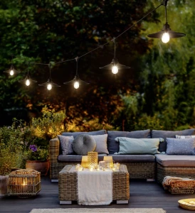 CHAIN IP44 - Wisząca lampa zewnętrzna 10xE27 3000K - kolor czarny