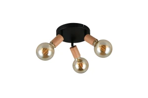 LAMEGO - Lampa sufitowa - reflektorki 3xE27 - kolor drewno jasne i ciemne