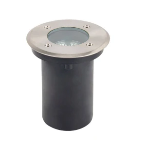 Blak-3 okrągła oprawa gruntowa GU10 matowy nikiel Ø10,8 cm IP67 max 12W LED