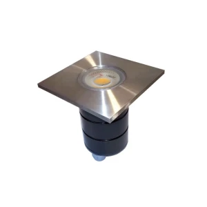 Blak-9 kwadratowa oprawa gruntowa GU10 stal 316 chrom szczotkowany Ø10 cm IP65