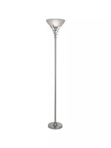 Linea lampa podłogowa uplighter E27 satynowe srebro szkło opalowe
