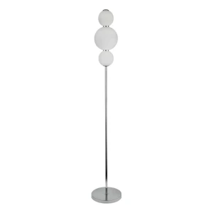 Snowball lampa podłogowa LED 19W 3000K 3 kule chrom szkło opalowe
