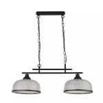 Highworth lampa wisząca 2xE27 czarna szkło ryflowane nad stół