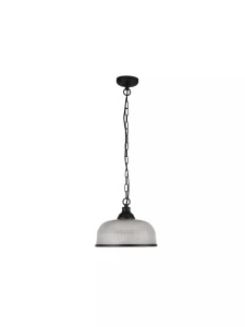 Highworth lampa wisząca 1xE27 czarna szkło ryflowane Ø27 cm