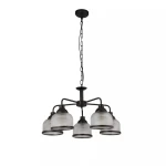 Highworth lampa wisząca 5xE27 czarna szkło ryflowane Ø58 cm