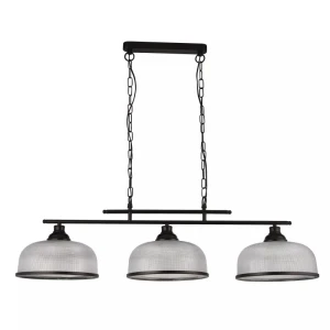 Highworth lampa wisząca 3xE27 czarna szkło ryflowane nad stół 99cm