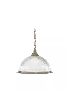 American Diner lampa wisząca retro E27 antyczny mosiądz szkło ryflowane