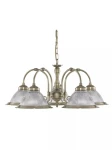 American Diner lampa wisząca 5xE27 antyczny mosiądz szkło ryflowane 62cm