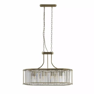 Victoria owalna lampa wisząca kryształowa 5xE27 antyczny mosiądz 78cm