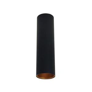 Rein czarno-złota okrągła tuba sufitowa natynkowa GU10 Ø7cm wys. 25,5cm