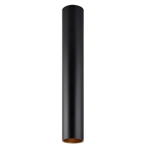 Rein czarno-złota okrągła tuba sufitowa natynkowa GU10 Ø7cm wys. 50cm