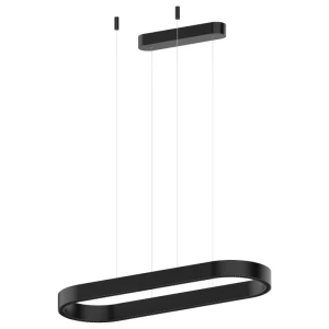 Długa czarna owalna lampa wisząca LED 86,8cm góra-dół 80W 3000K CRI>90 Aria