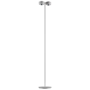 Aura biała lampa stojąca LED 2×10W z dwiema regulowanymi głowicami 360° CRI>90 ściemnialna
