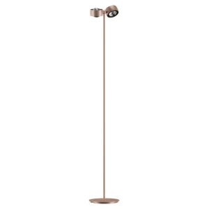 Aura różowe złoto lampa stojąca LED 2×10W z dwiema niezależnie regulowanymi głowicami 360° CRI>90 ściemnialna