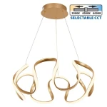 MEANDRA złota Ø48cm LED 54W 3881lm CCT 3000K/4000K/6000K lampa wisząca z regulacją wysokości
