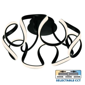 MEANDRA czarny matowy Ø48×26cm LED 54W 3254lm CCT 3000K/4000K/6000K plafon sufitowy