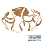 MEANDRA złoty matowy Ø48×26cm LED 54W 3881lm CCT 3000K/4000K/6000K plafon sufitowy