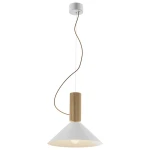 HALO 2 biała z dębem Ø28,5cm E27 max 20W lampa wisząca