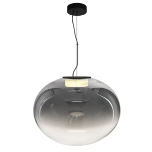 IORI czarna Ø50cm lampa wisząca LED 15W 3000K 1677lm szkło dymione