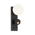 AIRA czarny 30,3cm kinkiet G9 + LED 6W 3000K 460lm CRI>90 z 2 włącznikami IP20