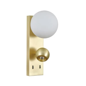 AIRA złoty 30,3cm kinkiet G9 + LED 6W 3000K 460lm CRI>90 z 2 włącznikami IP20