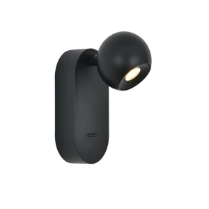 AIRA czarny 13cm regulowany kinkiet do czytania LED 5,6W 3000K 468lm CRI>90 z włącznikiem IP20