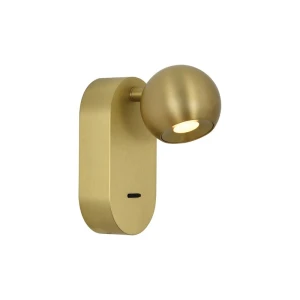 AIRA złoty 13cm regulowany kinkiet do czytania LED 5,6W 3000K 468lm CRI>90 z włącznikiem IP20