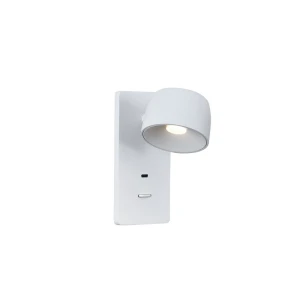 POP biały regulowany kinkiet LED z USB i włącznikiem 5,8W 3000K 443lm CRI>90