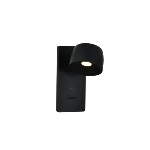 POP czarny regulowany kinkiet LED z USB i włącznikiem 5,8W 3000K 443lm CRI>90