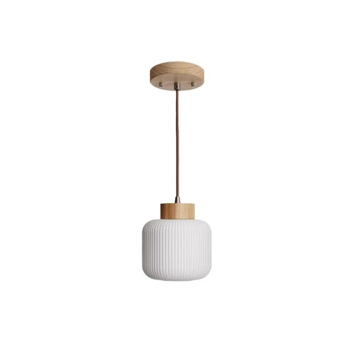 ALENA 3 biała lampa wisząca z drewnem Ø20 cm