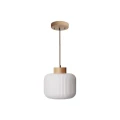 ALENA 3 biała lampa wisząca z drewnem Ø30 cm
