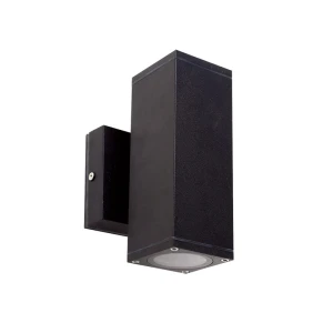 LET czarny prostokątny kinkiet 2×GU10 16 cm IP54