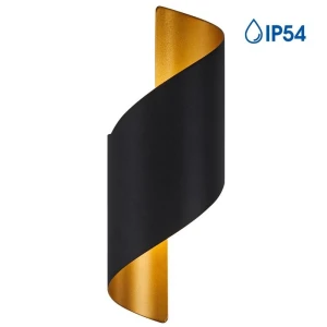 APOLLO czarno-złoty kinkiet zewnętrzny LED 10W 4000K 600lm IP54 góra–dół