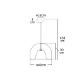 KIMI czarna metalowa lampa wisząca E27 40 cm – rysunek z wymiarami
