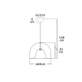 KIMI złota metalowa lampa wisząca E27 40 cm – rysunek z wymiarami