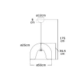 KIMI czarna metalowa lampa wisząca E27 50 cm – rysunek z wymiarami