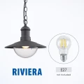RIVIERA ciemnoszara lampa wisząca zewnętrzna E27 IP44 – detal oprawy E27