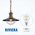 RIVIERA lampa wisząca zewnętrzna antyczny mosiądz E27 IP44 – detal oprawy E27