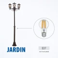 JARDIN kawowa latarnia ogrodowa trójramienna 209 cm 3×E27 IP44 — oprawka E27 i wygląd lampy